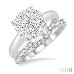 3/4 ctw Lovebright Round Cut Diamond Wedding Set With 1/2 ctw Circular Engagement Ring and 1/4 ctw U-Shape Center Wedding Band in 14K White Gold 3/4 ctw Lovebright Round Cut Diamond Wedding Set With 1/2 ctw Circular Engagement Ring and 1/4 ctw U-Shape Center Wedding Band in 14K White Gold