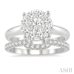 3/4 ctw Lovebright Round Cut Diamond Wedding Set With 1/2 ctw Circular Engagement Ring and 1/4 ctw U-Shape Center Wedding Band in 14K White Gold 3/4 ctw Lovebright Round Cut Diamond Wedding Set With 1/2 ctw Circular Engagement Ring and 1/4 ctw U-Shape Center Wedding Band in 14K White Gold