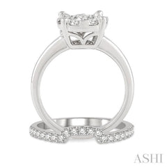 3/4 ctw Lovebright Round Cut Diamond Wedding Set With 1/2 ctw Circular Engagement Ring and 1/4 ctw U-Shape Center Wedding Band in 14K White Gold 3/4 ctw Lovebright Round Cut Diamond Wedding Set With 1/2 ctw Circular Engagement Ring and 1/4 ctw U-Shape Center Wedding Band in 14K White Gold