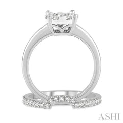 1/5 ctw Lovebright Round Cut Diamond Wedding Set With 1/8 ctw Circular Engagement Ring and 1/10 ctw U-Shape Center Wedding Band in 14K White Gold 1/5 ctw Lovebright Round Cut Diamond Wedding Set With 1/8 ctw Circular Engagement Ring and 1/10 ctw U-Shape Center Wedding Band in 14K White Gold