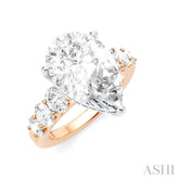 1 1/4 Ctw Pers Shape Oval and Round Cut Diamond Semi-Mount Engagement Ring in 14K Rose and White Gold