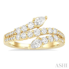 1 Ctw Split Three-Arm Bypass Pear and Round Cut Diamond Fashion Band in 14K Yellow Gold 1 Ctw Split Three-Arm Bypass Pear and Round Cut Diamond Fashion Band in 14K Yellow Gold