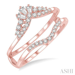 1/3 ctw Tiara Baguette and Round Cut Diamond Insert Ring in 14K Rose Gold 1/3 ctw Tiara Baguette and Round Cut Diamond Insert Ring in 14K Rose Gold