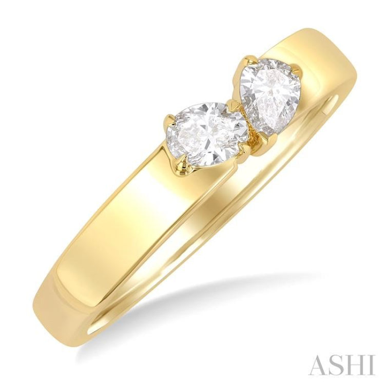 1/3 Ctw Toi Et Moi 2-Stone Pear and Oval Cut Diamond Fashion Ring in 14K Yellow Gold 1/3 Ctw Toi Et Moi 2-Stone Pear and Oval Cut Diamond Fashion Ring in 14K Yellow Gold