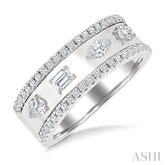 5/8 Ctw Mixed Shape Cut Diamond Fashion Wide Band in 14K White Gold