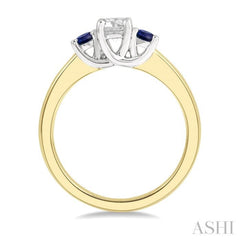 2.70 MM Round Shape Sapphire and 1/3 Ctw Past, Present and Future Round Cut Diamond Precious Ring in 14K Yellow and White Gold 2.70 MM Round Shape Sapphire and 1/3 Ctw Past, Present and Future Round Cut Diamond Precious Ring in 14K Yellow and White Gold