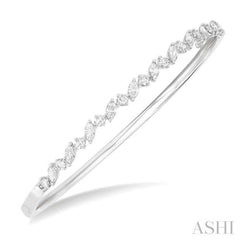 1 1/3 Ctw Marquise and Round Cut Diamond Stackable Bangle in 14K White Gold 1 1/3 Ctw Marquise and Round Cut Diamond Stackable Bangle in 14K White Gold