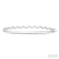 1 1/3 Ctw Marquise and Round Cut Diamond Stackable Bangle in 14K White Gold 1 1/3 Ctw Marquise and Round Cut Diamond Stackable Bangle in 14K White Gold