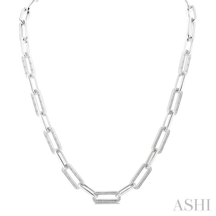 1/4 Ctw Bold Round Cut Diamond Paperclip Necklace in Sterling Silver 1/4 Ctw Bold Round Cut Diamond Paperclip Necklace in Sterling Silver