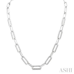 1/4 Ctw Bold Round Cut Diamond Paperclip Necklace in Sterling Silver 1/4 Ctw Bold Round Cut Diamond Paperclip Necklace in Sterling Silver