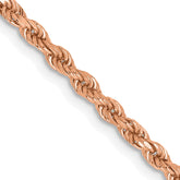 14K Rose Gold 24 inch 2.25mm Diamond-cut Rope with Lobster Clasp Chain