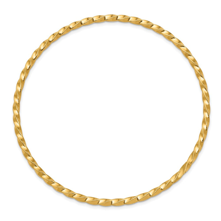 14k Polished Twisted 2.50mm Slip-on Round Bangle Bracelet 14k Polished Twisted 2.50mm Slip-on Round Bangle Bracelet