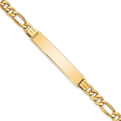 14k Polished Semi-Solid Chain/Solid Plate Figaro Link 39x8mm Plate 8 inch ID Bracelet 14k Polished Semi-Solid Chain/Solid Plate Figaro Link 39x8mm Plate 8 inch ID Bracelet