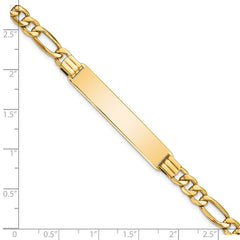14k Polished Semi-Solid Chain/Solid Plate Figaro Link 39x8mm Plate 8 inch ID Bracelet 14k Polished Semi-Solid Chain/Solid Plate Figaro Link 39x8mm Plate 8 inch ID Bracelet