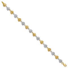 14K Two-tone Hammered Hearts 7 inch Bracelet 14K Two-tone Hammered Hearts 7 inch Bracelet