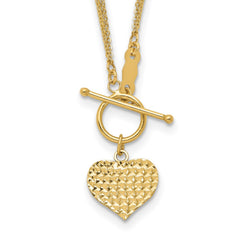14k Polished Diamond-cut Heart with 3-Strand Chain 18 inch Toggle Necklace 14k Polished Diamond-cut Heart with 3-Strand Chain 18 inch Toggle Necklace