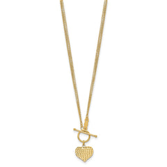 14k Polished Diamond-cut Heart with 3-Strand Chain 18 inch Toggle Necklace 14k Polished Diamond-cut Heart with 3-Strand Chain 18 inch Toggle Necklace
