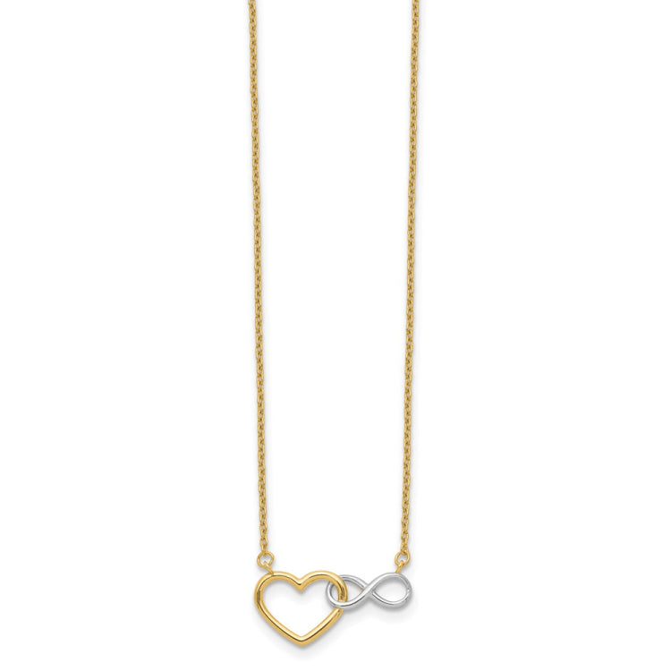 14K with White Rhodium Interlocked Heart with Infinity Symbol 17 inch Necklace 14K with White Rhodium Interlocked Heart with Infinity Symbol 17 inch Necklace