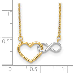 14K with White Rhodium Interlocked Heart with Infinity Symbol 17 inch Necklace 14K with White Rhodium Interlocked Heart with Infinity Symbol 17 inch Necklace