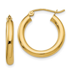 14k Polished 3mm Lightweight Tube Hoop Earrings 14k Polished 3mm Lightweight Tube Hoop Earrings