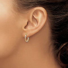 14k Tri-color Polished 2.5mm Twisted Hoop Earrings 14k Tri-color Polished 2.5mm Twisted Hoop Earrings