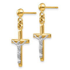14k Two-tone Hollow Crucifix Earrings 14k Two-tone Hollow Crucifix Earrings