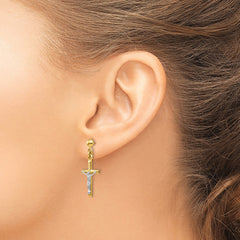 14k Two-tone Hollow Crucifix Earrings 14k Two-tone Hollow Crucifix Earrings