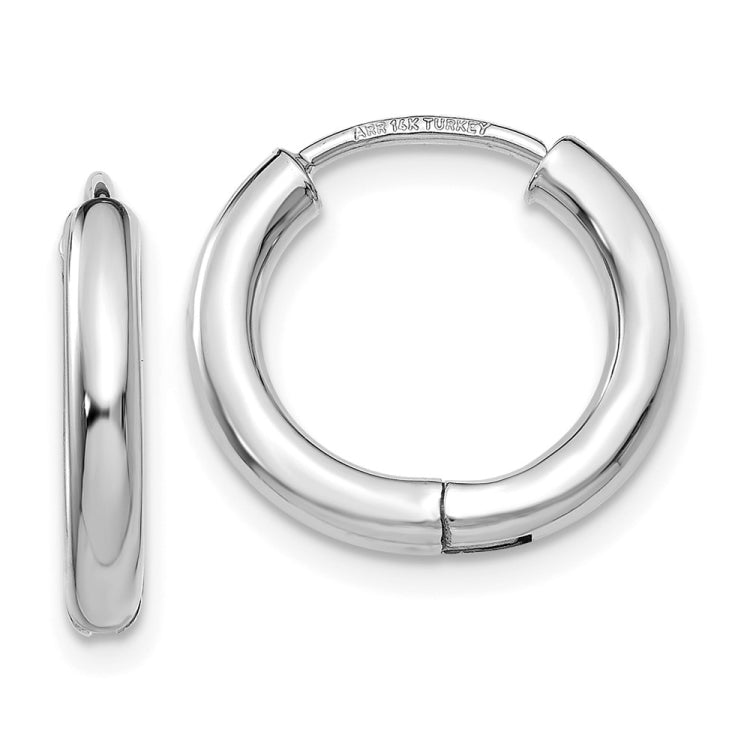 14K White Gold Polished Hollow Hinged Hoop Earrings 14K White Gold Polished Hollow Hinged Hoop Earrings