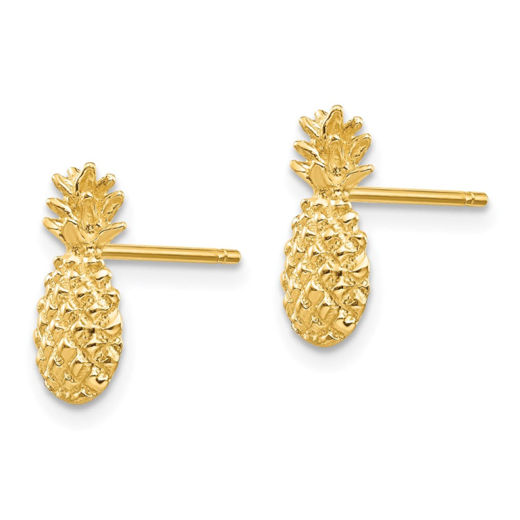 14K Polished and Textured Pineapple Post Earrings 14K Polished and Textured Pineapple Post Earrings