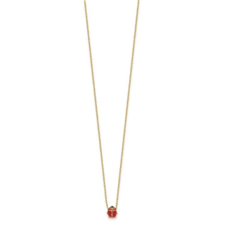 14k Polished Red and Black Enameled Ladybug 17 inch Necklace Plus 1 inch Extender 14k Polished Red and Black Enameled Ladybug 17 inch Necklace Plus 1 inch Extender