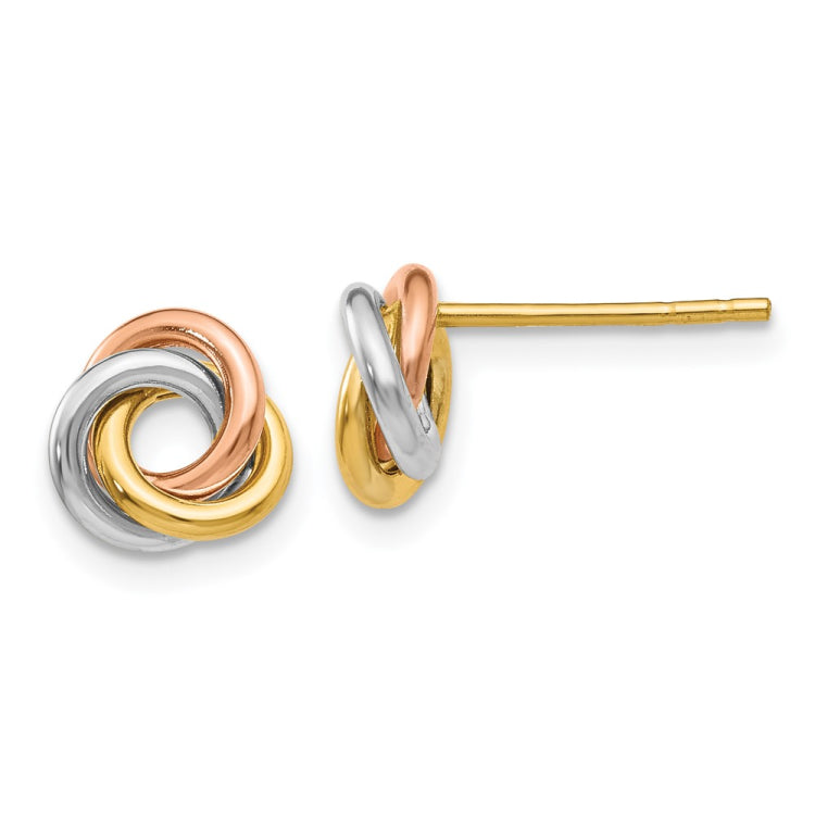 14k Tri-color Twisted Knot Post Earrings 14k Tri-color Twisted Knot Post Earrings