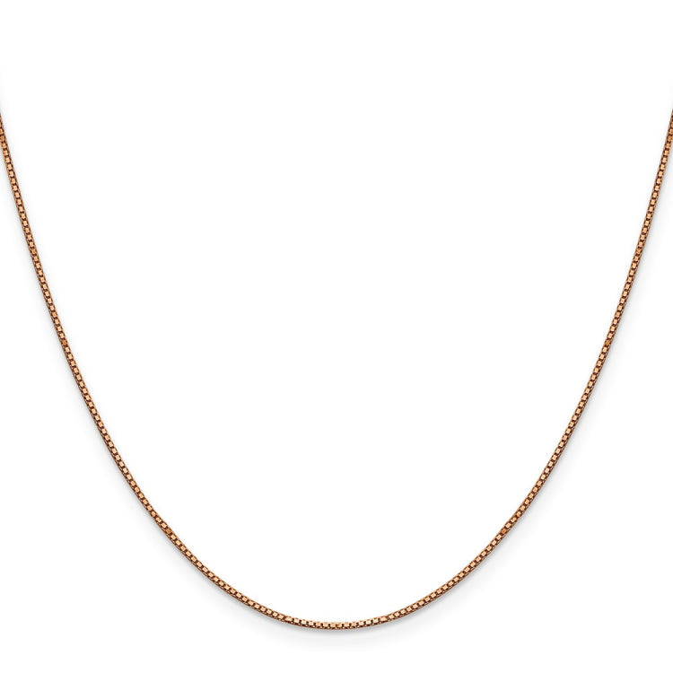 14K Rose Gold 18 inch .9mm Box Link with Lobster Clasp Chain 14K Rose Gold 18 inch .9mm Box Link with Lobster Clasp Chain