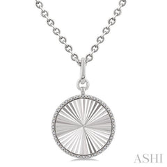 1/10 Ctw Round Fluted Medallion Single Cut Diamond Pendant With Chain in Sterling Silver 1/10 Ctw Round Fluted Medallion Single Cut Diamond Pendant With Chain in Sterling Silver
