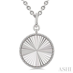 1/10 Ctw Round Fluted Medallion Single Cut Diamond Pendant With Chain in Sterling Silver 1/10 Ctw Round Fluted Medallion Single Cut Diamond Pendant With Chain in Sterling Silver