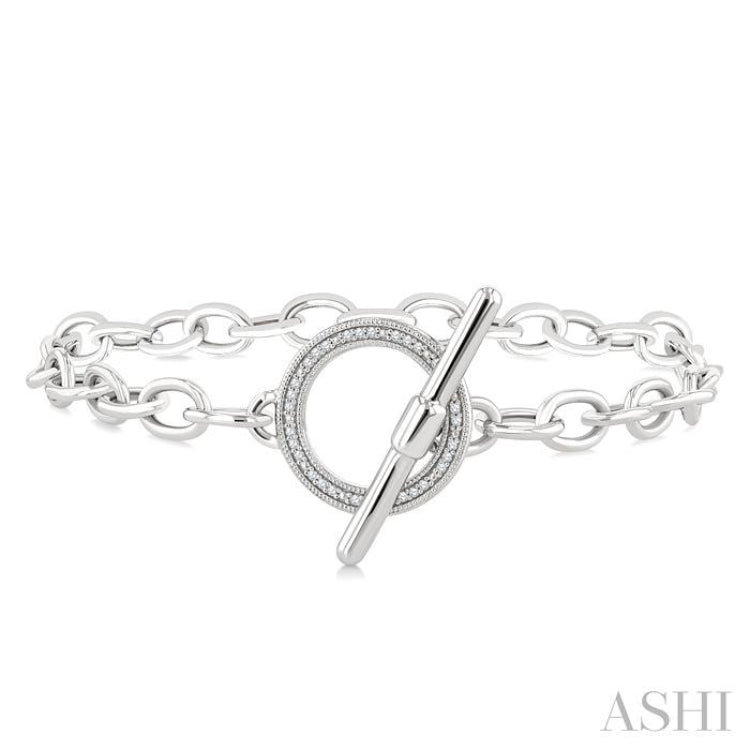1/10 Ctw Circle Toggle Single Cut Diamond Fashion Bracelet in Sterling Silver 1/10 Ctw Circle Toggle Single Cut Diamond Fashion Bracelet in Sterling Silver