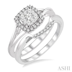 3/8 ctw Diamond Lovebright Wedding Set with 1/3 ctw Engagement Ring and 1/20 ctw Wedding Band in 14K White Gold 3/8 ctw Diamond Lovebright Wedding Set with 1/3 ctw Engagement Ring and 1/20 ctw Wedding Band in 14K White Gold