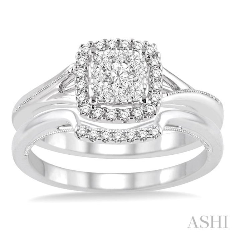 3/8 ctw Diamond Lovebright Wedding Set with 1/3 ctw Engagement Ring and 1/20 ctw Wedding Band in 14K White Gold 3/8 ctw Diamond Lovebright Wedding Set with 1/3 ctw Engagement Ring and 1/20 ctw Wedding Band in 14K White Gold