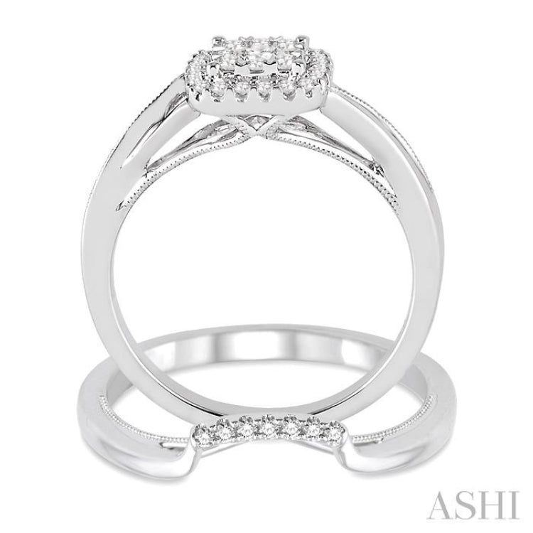 3/8 ctw Diamond Lovebright Wedding Set with 1/3 ctw Engagement Ring and 1/20 ctw Wedding Band in 14K White Gold 3/8 ctw Diamond Lovebright Wedding Set with 1/3 ctw Engagement Ring and 1/20 ctw Wedding Band in 14K White Gold