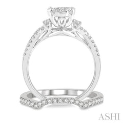 7/8 Ctw Lovebright Round Cut Diamond Wedding Set With 3/4 Ctw Criss-Cross Shank Engagement Ring and 1/6 Ctw Arched Wedding Band in 14K White Gold 7/8 Ctw Lovebright Round Cut Diamond Wedding Set With 3/4 Ctw Criss-Cross Shank Engagement Ring and 1/6 Ctw Arched Wedding Band in 14K White Gold