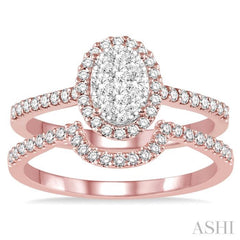 3/4 ctw Oval Shape Diamond Lovebright Wedding Set with 1/2 ctw Engagement Ring and 1/5 ctw Wedding Band in 14K Rose and White Gold 3/4 ctw Oval Shape Diamond Lovebright Wedding Set with 1/2 ctw Engagement Ring and 1/5 ctw Wedding Band in 14K Rose and White Gold