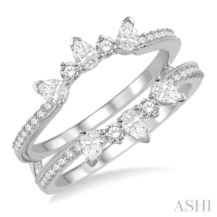 3/4 ctw Pear Cut & Round Cut Diamond Insert Ring in 14K White Gold 3/4 ctw Pear Cut & Round Cut Diamond Insert Ring in 14K White Gold