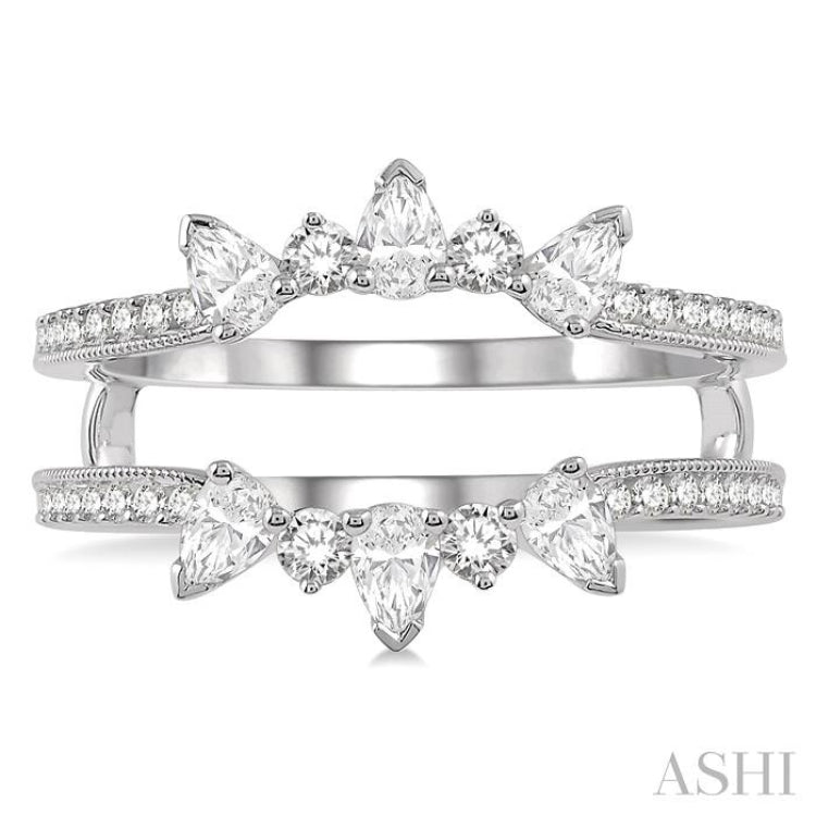 3/4 ctw Pear Cut & Round Cut Diamond Insert Ring in 14K White Gold 3/4 ctw Pear Cut & Round Cut Diamond Insert Ring in 14K White Gold