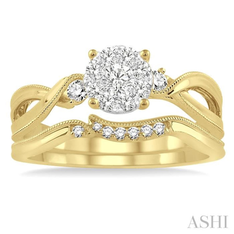1/3 ctw Diamond Lovebright Wedding Set with 1/3 ctw Round Cut Engagement Ring and 1/20 ctw Wedding Band in 14K Yellow and White Gold 1/3 ctw Diamond Lovebright Wedding Set with 1/3 ctw Round Cut Engagement Ring and 1/20 ctw Wedding Band in 14K Yellow and White Gold