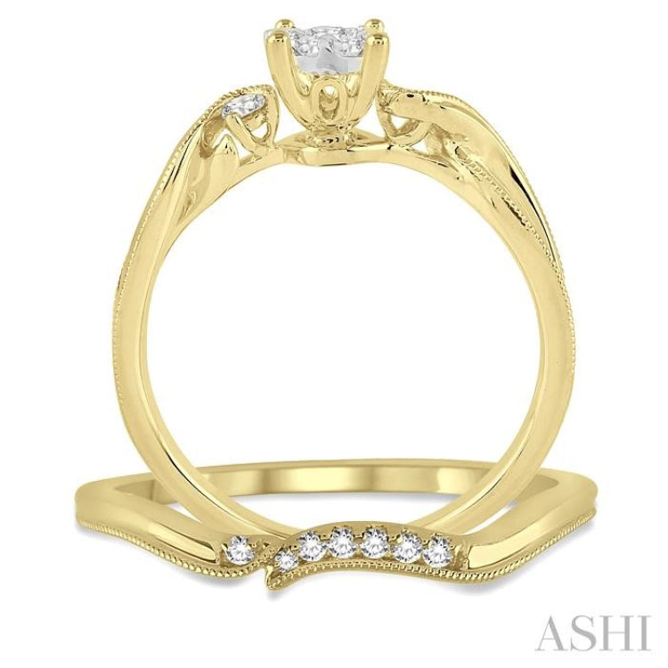 1/3 ctw Diamond Lovebright Wedding Set with 1/3 ctw Round Cut Engagement Ring and 1/20 ctw Wedding Band in 14K Yellow and White Gold 1/3 ctw Diamond Lovebright Wedding Set with 1/3 ctw Round Cut Engagement Ring and 1/20 ctw Wedding Band in 14K Yellow and White Gold