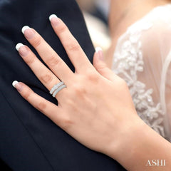 1 Ctw Lovebright Round Cut Diamond Wedding Set With 1/2 Ctw Tri-Mount Engagement Ring and 3/8 Ctw Lattice Wedding Band in 14K White Gold 1 Ctw Lovebright Round Cut Diamond Wedding Set With 1/2 Ctw Tri-Mount Engagement Ring and 3/8 Ctw Lattice Wedding Band in 14K White Gold