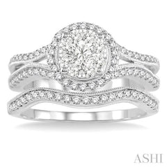 7/8 ctw Diamond Wedding Set with 3/4 ctw Lovebright Round Cut Engagement Ring and 1/6 ctw Wedding Band in 14K White Gold 7/8 ctw Diamond Wedding Set with 3/4 ctw Lovebright Round Cut Engagement Ring and 1/6 ctw Wedding Band in 14K White Gold
