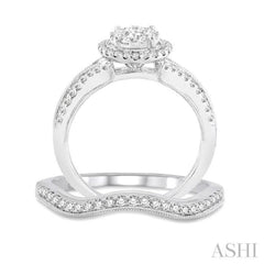 7/8 ctw Diamond Wedding Set with 3/4 ctw Lovebright Round Cut Engagement Ring and 1/6 ctw Wedding Band in 14K White Gold 7/8 ctw Diamond Wedding Set with 3/4 ctw Lovebright Round Cut Engagement Ring and 1/6 ctw Wedding Band in 14K White Gold