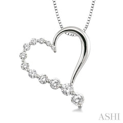 1/2 Ctw Round Cut Diamond Heart Half Journey Pendant in 14K White Gold with Chain 1/2 Ctw Round Cut Diamond Heart Half Journey Pendant in 14K White Gold with Chain
