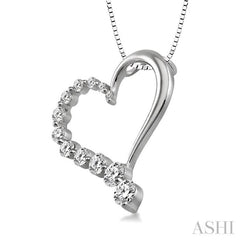 1/2 Ctw Round Cut Diamond Heart Half Journey Pendant in 14K White Gold with Chain 1/2 Ctw Round Cut Diamond Heart Half Journey Pendant in 14K White Gold with Chain