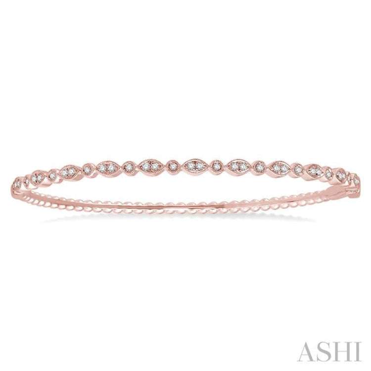 3/8 ctw Marquise & Round Mount Stackable Diamond Bangle in 14K Rose Gold 3/8 ctw Marquise & Round Mount Stackable Diamond Bangle in 14K Rose Gold